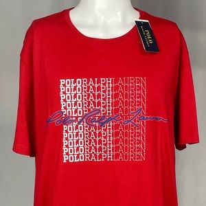 NWT Large Polo Ralph Lauren Crewneck Cotton Graphic T-shirt Red